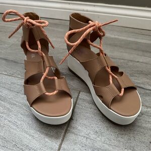 Women's Sorel Tan Lace-Up Sandals